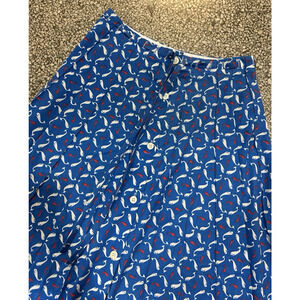 Vintage 70s Novelty Print Circle Skirt Blue Red Whale Print Retro Twee Preppy M